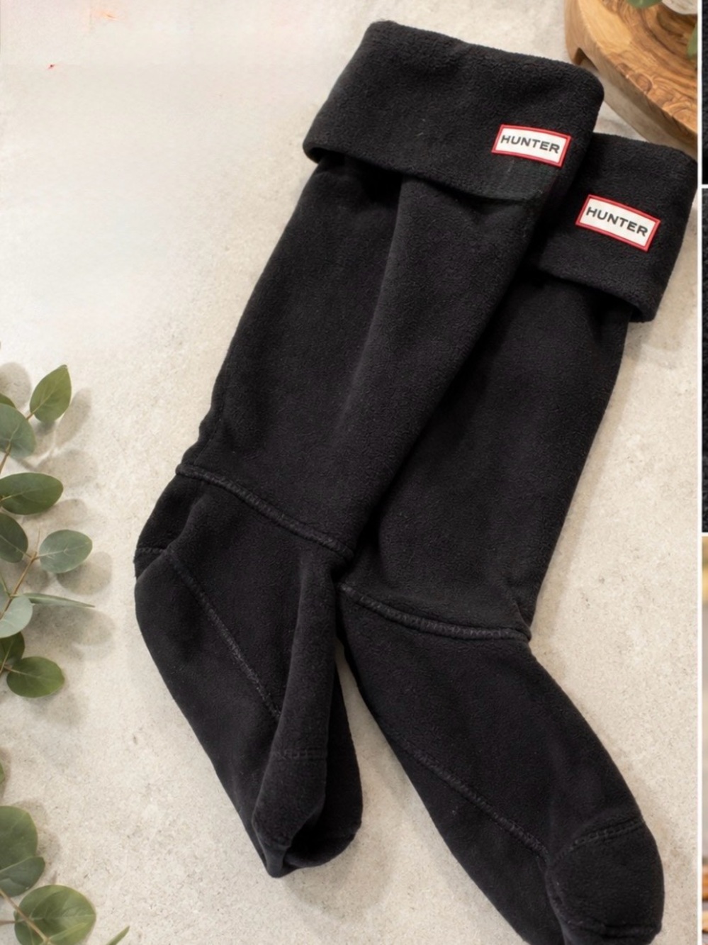 Hunter Original Tall Fleece Boot Socks Black Size L 8-10